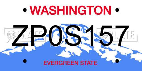 ZP0S157 Washington License Plate