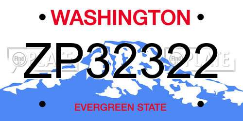 ZP32322 Washington License Plate