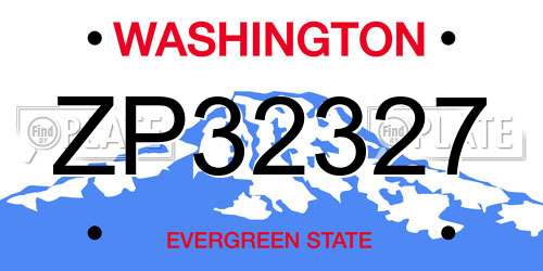 ZP32327 Washington License Plate