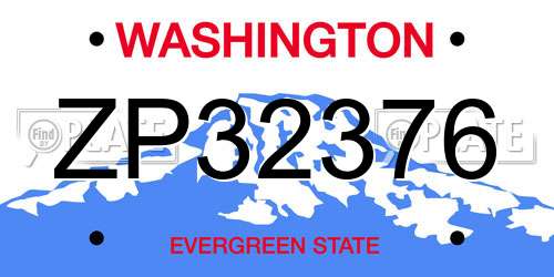 ZP32376 Washington License Plate