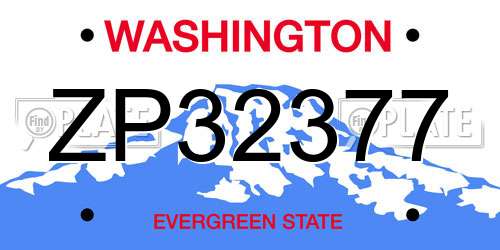 ZP32377 Washington License Plate