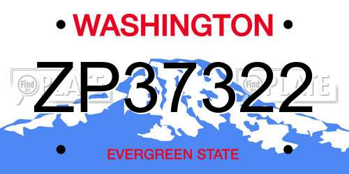 ZP37322 Washington License Plate
