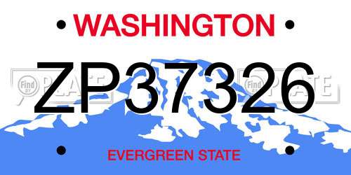 ZP37326 Washington License Plate