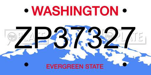 ZP37327 Washington License Plate