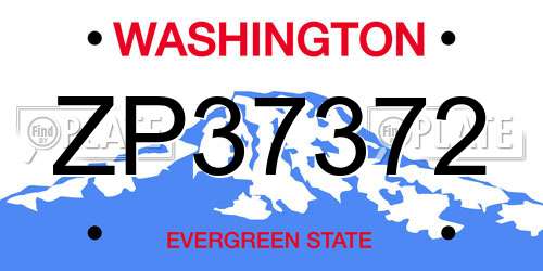 ZP37372 Washington License Plate