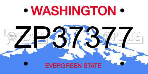 ZP37377 Washington License Plate