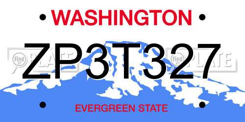 ZP3T327 Washington License Plate