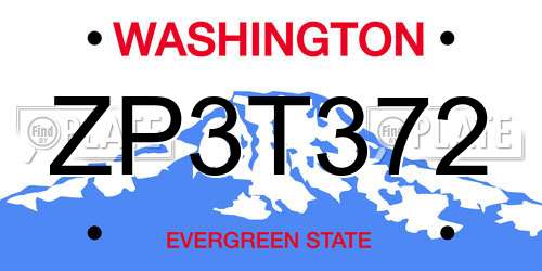 ZP3T372 Washington License Plate