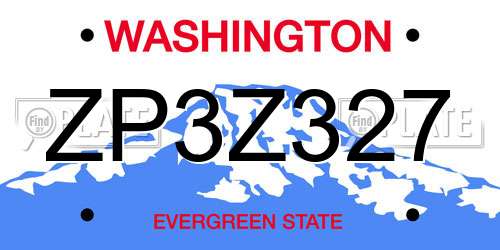 ZP3Z327 Washington License Plate