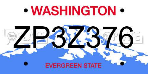 ZP3Z376 Washington License Plate