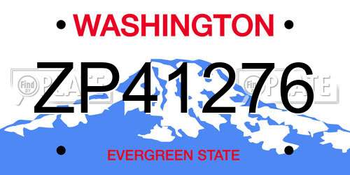 ZP41276 Washington License Plate