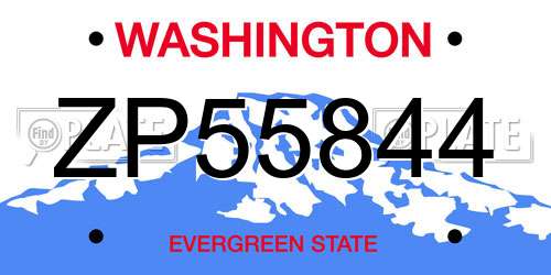 ZP55844 Washington License Plate