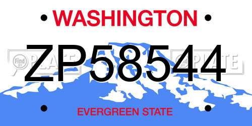 ZP58544 Washington License Plate