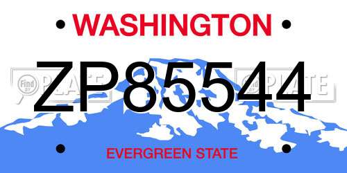 ZP85544 Washington License Plate
