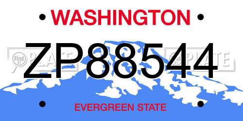 ZP88544 Washington License Plate