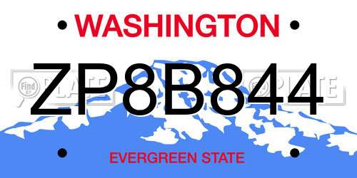 ZP8B844 Washington License Plate