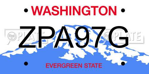 ZPA97G Washington License Plate