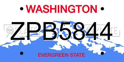 ZPB5844 Washington License Plate