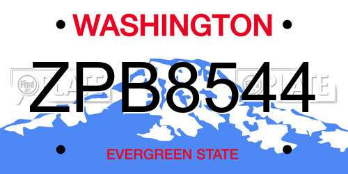ZPB8544 Washington License Plate