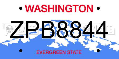 ZPB8844 Washington License Plate