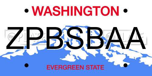 ZPBSBAA Washington License Plate