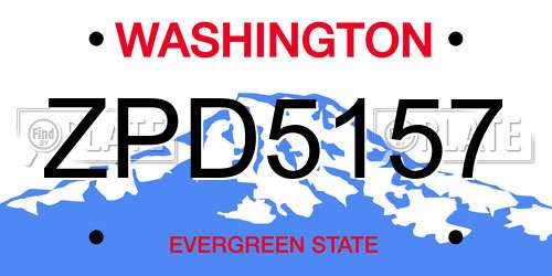 ZPD5157 Washington License Plate