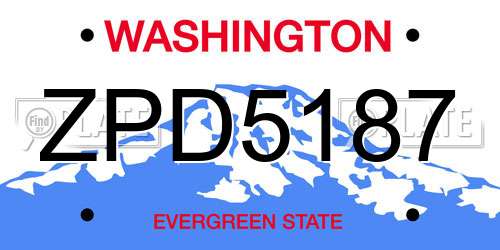 ZPD5187 Washington License Plate
