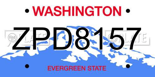 ZPD8157 Washington License Plate