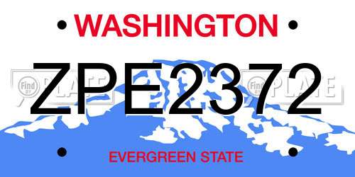 ZPE2372 Washington License Plate