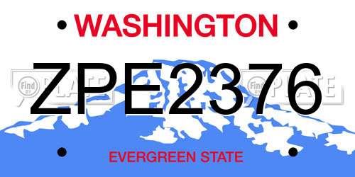 ZPE2376 Washington License Plate