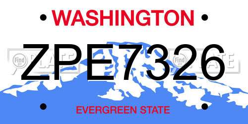 ZPE7326 Washington License Plate