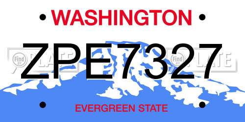 ZPE7327 Washington License Plate