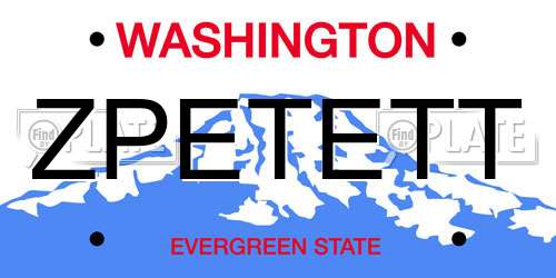 ZPETETT Washington License Plate