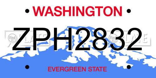 ZPH2832 Washington License Plate