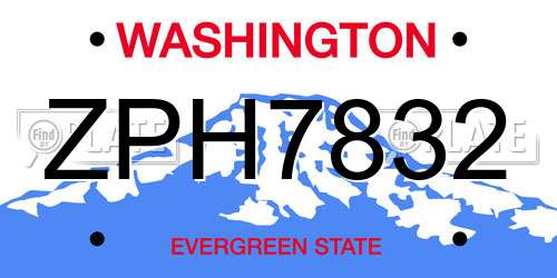 ZPH7832 Washington License Plate