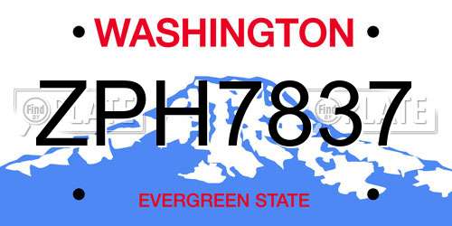 ZPH7837 Washington License Plate