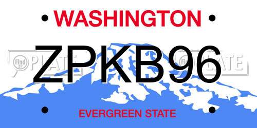 ZPKB96 Washington License Plate