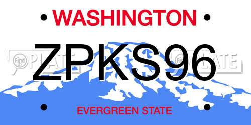 ZPKS96 Washington License Plate