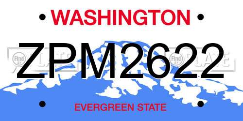 ZPM2622 Washington License Plate