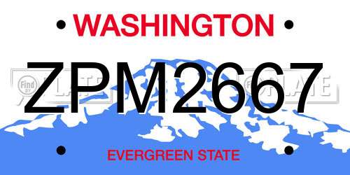ZPM2667 Washington License Plate