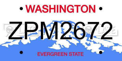 ZPM2672 Washington License Plate
