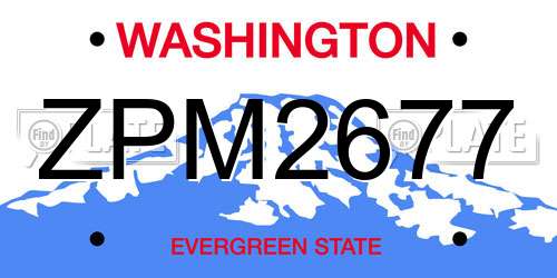 ZPM2677 Washington License Plate