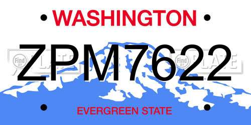 ZPM7622 Washington License Plate