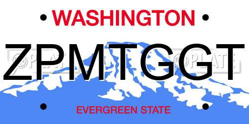 ZPMTGGT Washington License Plate