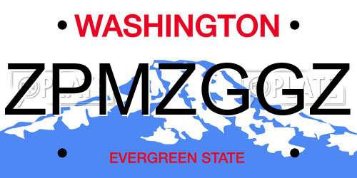 ZPMZGGZ Washington License Plate