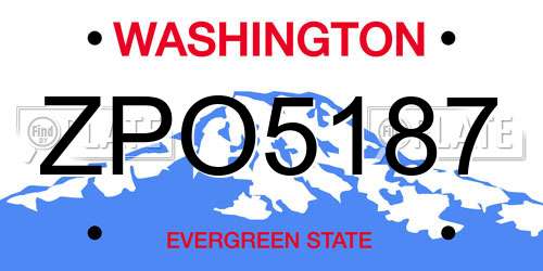 ZPO5187 Washington License Plate