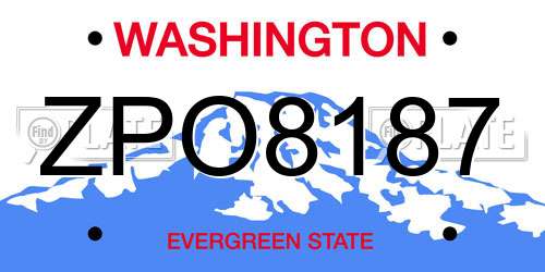 ZPO8187 Washington License Plate