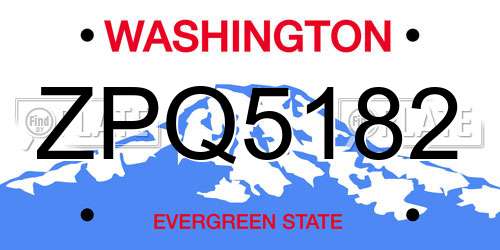 ZPQ5182 Washington License Plate