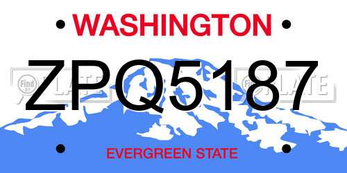 ZPQ5187 Washington License Plate
