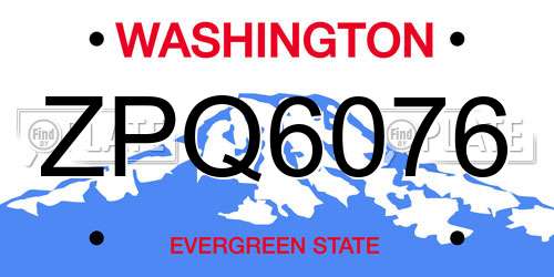 ZPQ6076 Washington License Plate